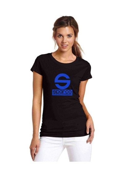 Sparco Logo Baskılı Siyah Kadın Tshirt (534650431)