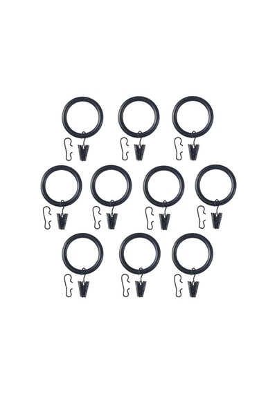 Perde Halkası Seti, Siyah, 38 Mm, 10 Adet Diğer
