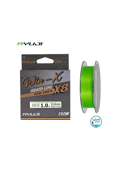 Ryuji Winx X8 İp Misina 150mt Pe 1.0 0.16mm 11.4kg A.yeşil