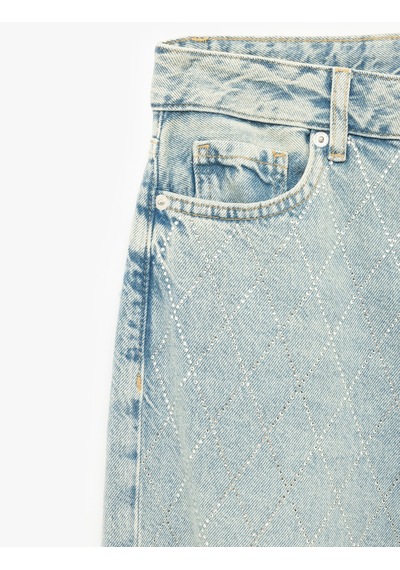 Koton Normal Bel Geniş Paça Taş Detaylı Pamuklu Jean Pantolon - Wide Leg Jeans Açık İndigo 6wal40071md Açık İndigo Koton Normal Bel Geniş Paça Taş Detaylı Pamuklu Jean Pantolon - Wide Leg Jeans Açık İndigo 6wal40071md Açık İndigo