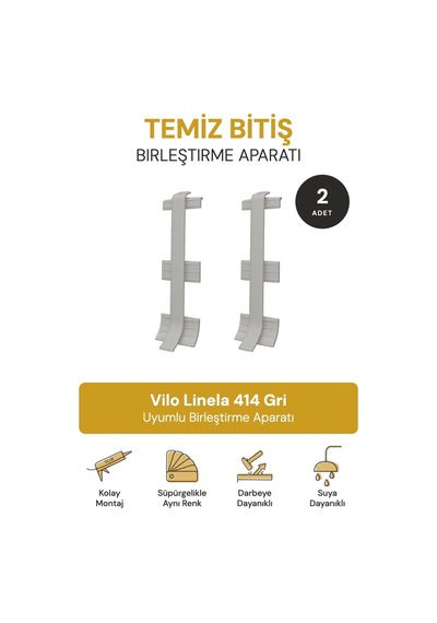 Vilo Süpürgelik Birleştirme Aparatı 2 Adet Linela 414 Gri Uyumlu