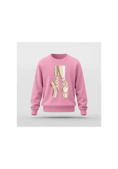 Ada Kostüm Tasarım Point Shoes Baskılı Basic Sweatshirt Bs-0008 Pembe