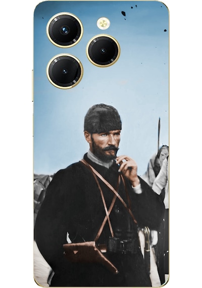 Tecno Spark 20 Pro Uyumlu Atatürk Cephede Baskılı Silikon Kılıf Renkli