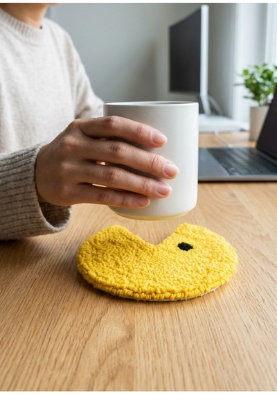 El Yapımı Punch Nakışlı 4'lü Pac-man Ve Hayaletleri Bardak Altlığı Seti - Retro Gamer Hediye Çok Renkli