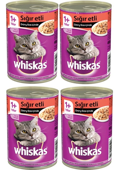 Whiskas Sığır Etli Konserve Kedi Maması 4 x 400 G
