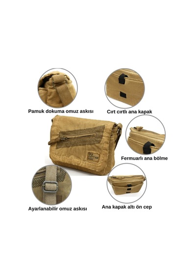 Oldcottoncargo Old Cotton Cargo 7136 Robbie S Bag Okul - Tablet - Omuz Çantası Camel