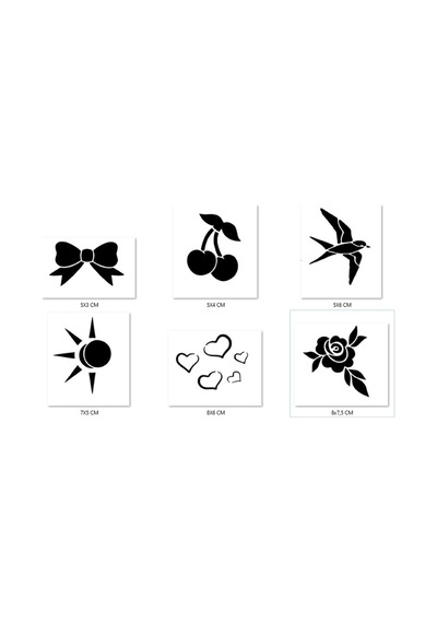Airbrush Tattoo Kalp Çiçek Geçici Dövme Şablonu Seti Sadece Desen