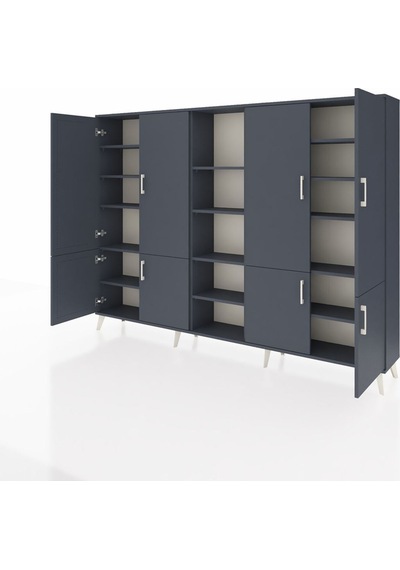 Arges Dolap 14 Raflı 8 Kapaklı 220x30x163 Antrasit-antrasit Antrasit - Antrasit Arges Dolap 14 Raflı 8 Kapaklı 220x30x163 Antrasit-antrasit Antrasit - Antrasit