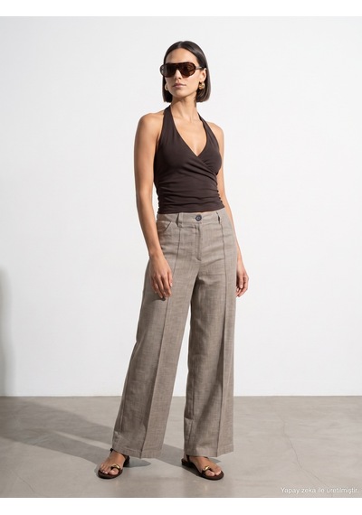 Dilvin 21268 Halter Top-koyu Kahve