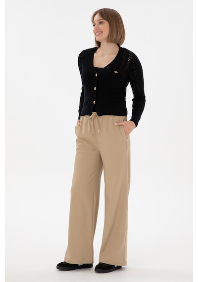 U.S. Polo Assn. Kadın Açık Haki Loose Relax Fit Kanvas Pantolon 50290877-VR183