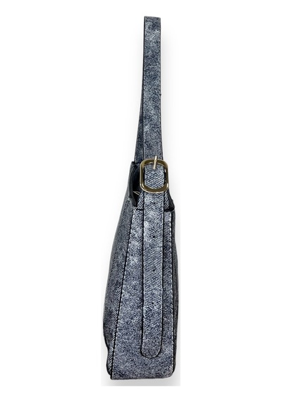 Kot Kumaş Omuz Çantası, Gri Denim, Ayarlanabilir Askılı Mavi