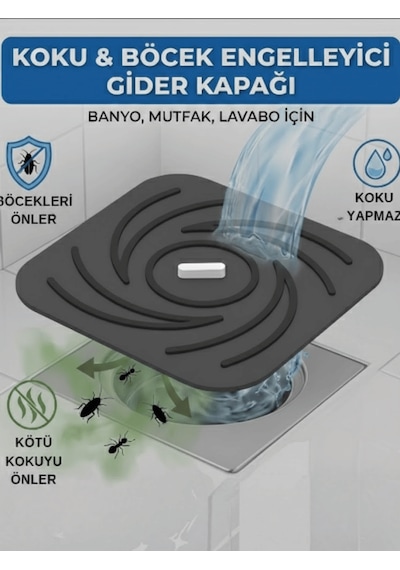 Beylini Kötü Koku Böcek Önleyici Gider Tıpası Lavabo Balkon Tuvalet Gider Kapatıcı Kapak Silikon Gri-gri Gri-gri