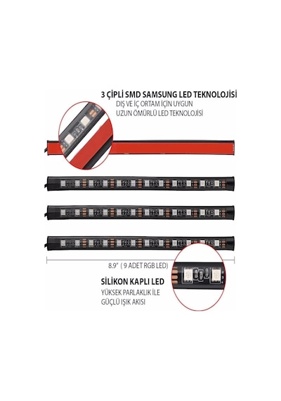 Eraks Car Accesorıes Araç İçi Ayak Altı Led Sese Duyarlı 9 Led