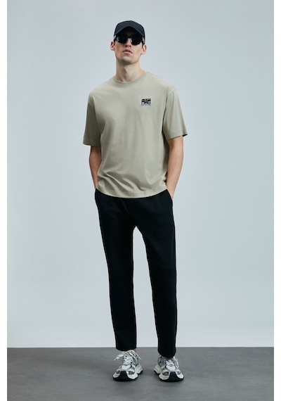 Lufian 111020248 Mask Modern Grafik T- Shirt Erkek Tişort Bej