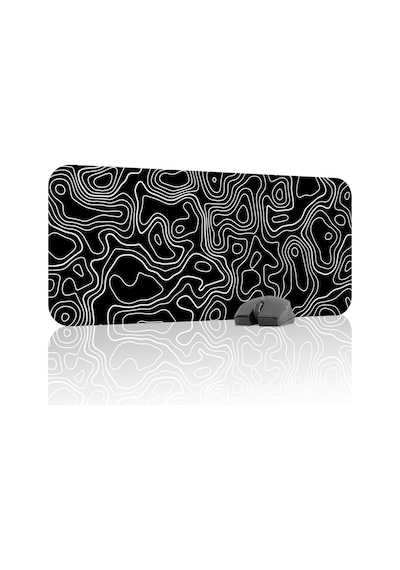 Siyah Beyaz 70x30 Xl Taraftar Gaming Oyuncu Mouse Pad Kaymaz Taban Büyük Fare Altlığı Topography