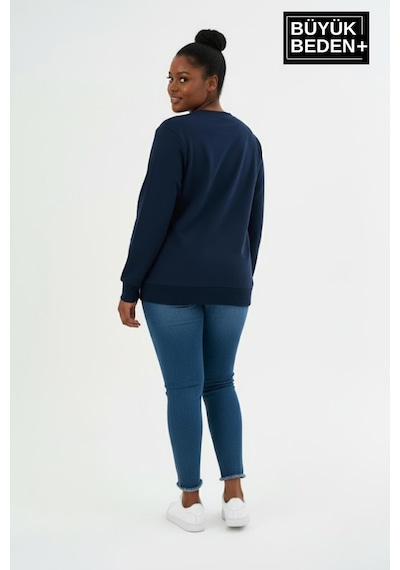 Süperlife Kadın Büyük Beden Yelken Baskılı Bisiklet Yaka İnce Sweatshirt Spr26bswk956-11 Lacivert Süperlife Kadın Büyük Beden Yelken Baskılı Bisiklet Yaka İnce Sweatshirt Spr26bswk956-11 Lacivert