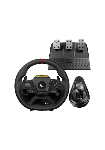 Rampage Pace V987 Force Feedback 3 Pedallı - El Vitesli Gaming Oyuncu Direksiyonu Direksiyon Seti Sadece Pc Uyumlu