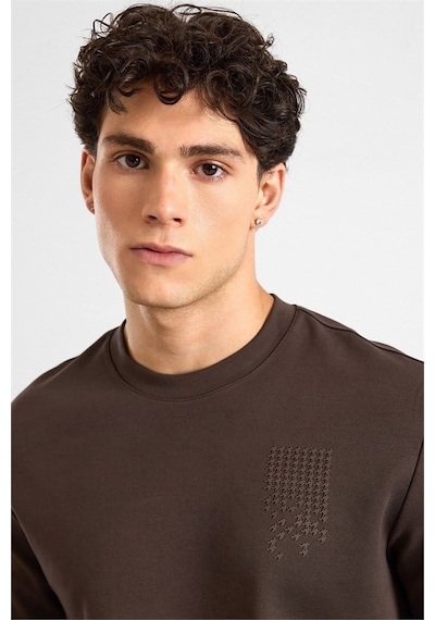 Süvari Koyu Kahve Regular Düz Baskılı İnterlok Bisiklet Yaka Cepsiz Sweatshirt Ssw2013700006-kh9 Koyu Kahverengi