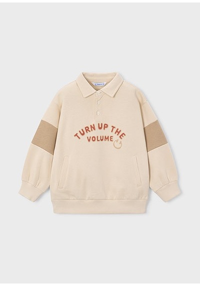 Mayoral Bej Erkek Çocuk Polo Yaka Sweatshirt 4461