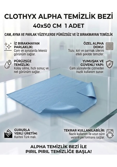 Mikrofiber Alpha Temizlik Bezi 40 50 1 Adet - Mavi