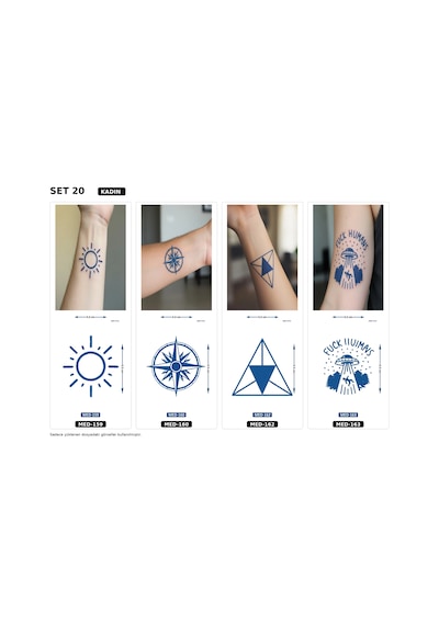 Minimal 5 Cm Yarı Kalıcı Geçici Dövme 4 Adet Birden Aylık Mini Set 22