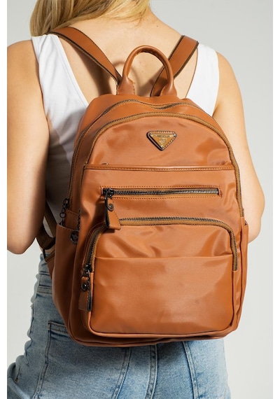 Baginn Saten Kumaş Kadın Sırt Çantası 35 25 Cm Yağmur İtici Kumaş Mega Bag Günlük Kullanıma Uygun Taba