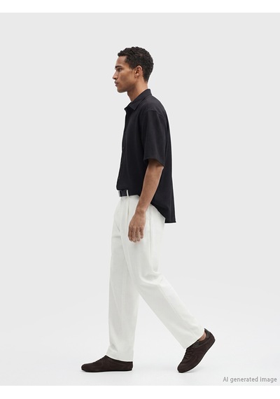 Lcw Vision Siyah Regular Fit Erkek Kısa Kollu Gömlek