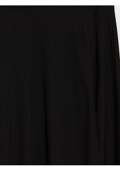 Lc Waikiki Lc Waıkıkı Siyah Bisiklet Yaka Kadın Fitilli Body