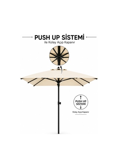 Alubrella Güneş Şemsiyesi Kare, 210 Cm, Krem Rengi Su Geçirmez Kumaş Bej