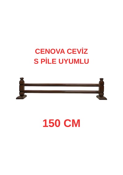 Cenova S Pile Ve Perde Düğmesi Uyumlu Çetray Çift Raylı Modern Ahşap Rustik Ceviz 150 Cm Ceviz