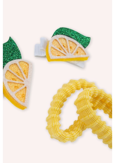 Panço Kız Çocuk Limon Fügürlü Sarı Toka Seti 2512GK09027