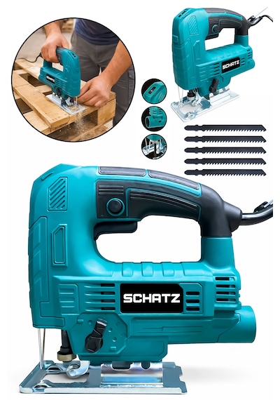 Schatz 550w Sjs Metal Şanzıman 5 Kademe Devirli Pandül Ayarlı Bakır Sargılı Dekupaj Testere Makinesi Mavi