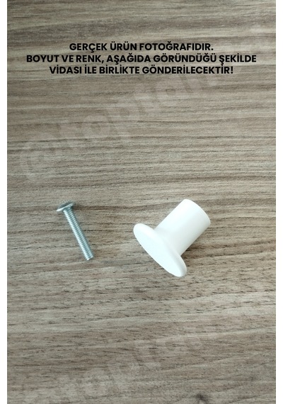 6 Adet - Beyaz Düğme Kulp - Modern Ve Şık Dolap, Gardırop, Şifonyer, Komodin Ve Çekmece Kulpu Vida Dahil Sarı