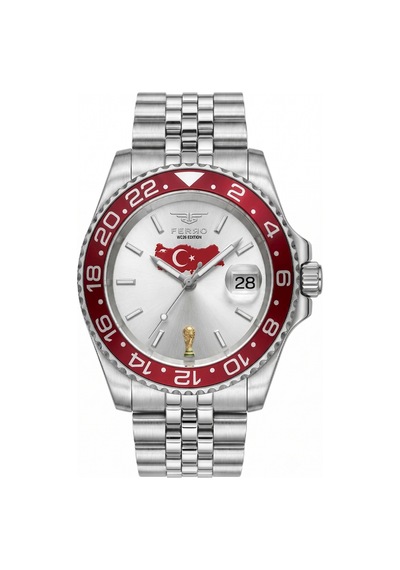 Fm44003a-tr Quartz Çelik Gri 40 Mm Dünya Kupasına Özel Erkek Kol Saati Gri - Kırmızı