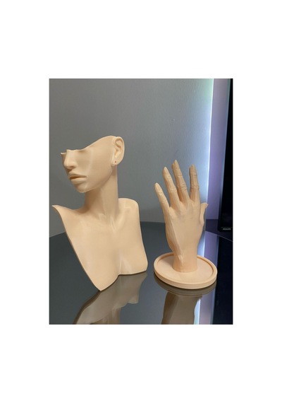 21 Cm Ten Rengi 2'li Dekoratif Takı Organizer Mankeni Standı Set Şık Makyaj Mücevher Kolye Sergi