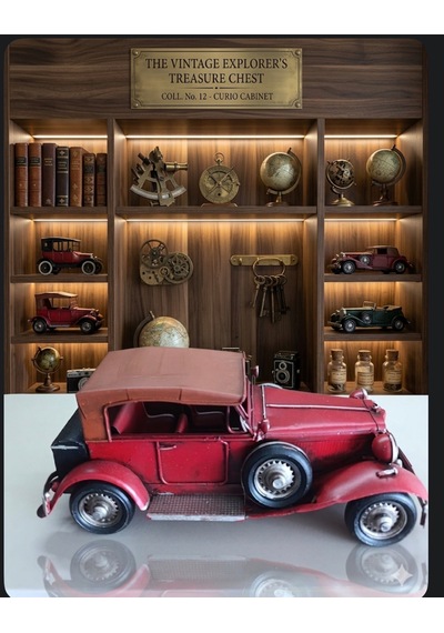 Klasik Tutkunlarına Özel: Nostaljik Bordo Dekoratif Otomobil 25x10cm