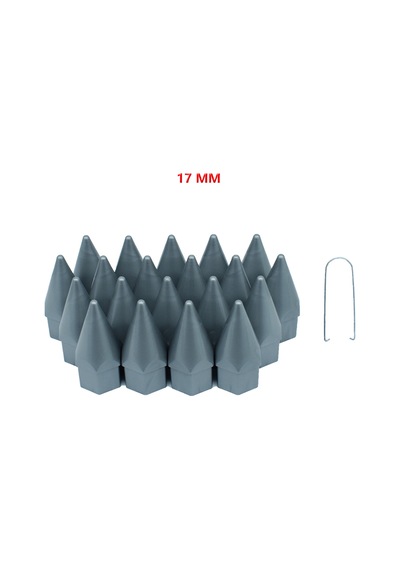 Bijon Kapağı Sivri 17 Mm Gri 20 Li Set