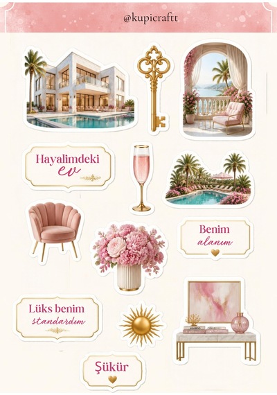6 Sayfa Manifest Günlüğü Sticker Set 777 Manifest Panosu Ajanda Scrapbook Journal 0