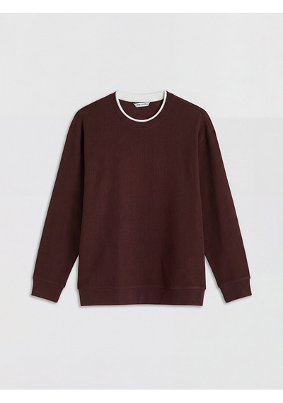 Lcw Vision Bordo Bisiklet Yaka Fitilli Erkek Sweatshirt