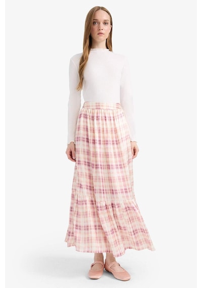 DeFacto Desenli Esnek Belli Saten Maxi Etek F2726AX25SMPN441 Pembe