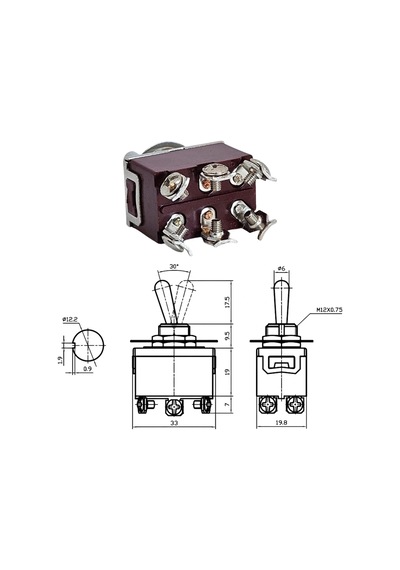 Ic-159 Toggle Switch 6p On-off-mom Ø12mm Kn3c-213