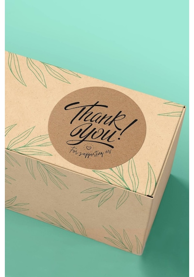 Thank You Supporting Us Kraft Sticker 3x3cm St2222 Çok Renkli
