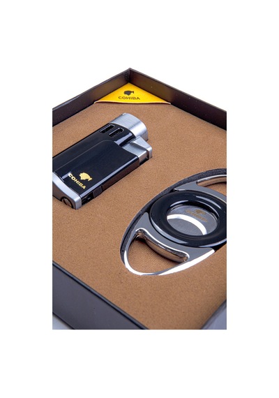Cohiba Siyah-gümüş Çakmak Kesici İkili Puro Seti - Tr8341