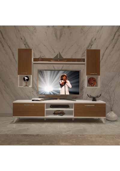 Decoraktiv Eko 5da Slm Dvd Retro Tv Ünitesi Tv Sehpası Beyaz - Ceviz