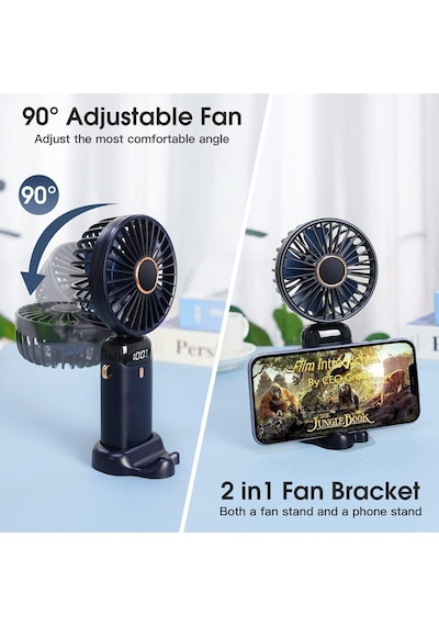 Lcd Ekranlı Şarjlı Mini El Boyun Masa Fanı Seyahat Taşınabilir Fan Aralığı Şarjlı Yüksek Şarj