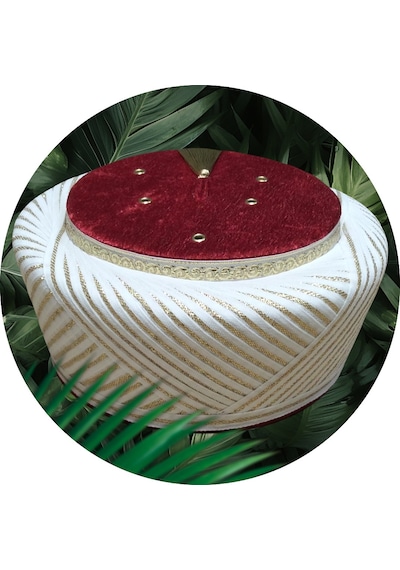 Fabrikam06 Sultan Sarık Bordo Sarık İmam Sarığı İmam Fesi Cami Sarığı Takke Cübbe S113 58 Cm Bordo