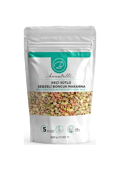 Keçi Sütlü Sebzeli Boncuk Makarna 200 G Bebek Makarna +8 Ay