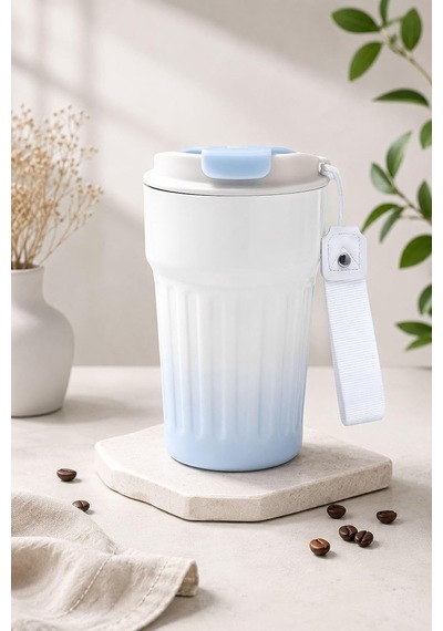 304 L Çelik 400 Ml Mavi Beyaz Degrade El Termos Mug Cin918mv Çok Renkli