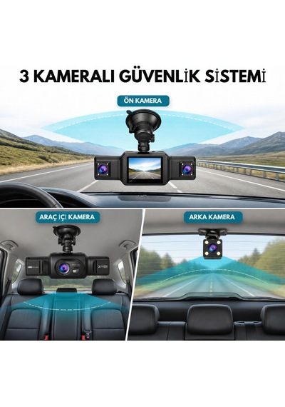 4 Kanallı 1080p Araç Kamerası 3.16 İnç Ips Ekran Gece Görüşlü Park Modlu