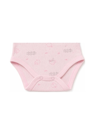 H&c Coolboy H&c Bebek Kolsuz Çıtçıtlı Body Zıbın %100 Pamuk Jakarlı Kuzu Desenli Pembe Kuzulu